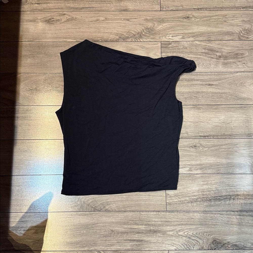Abercrombie & Fitch Black One-Shoulder Tank Top